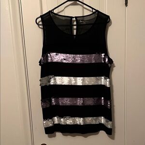 Glamorous Black and Silver Sequin Tank Top